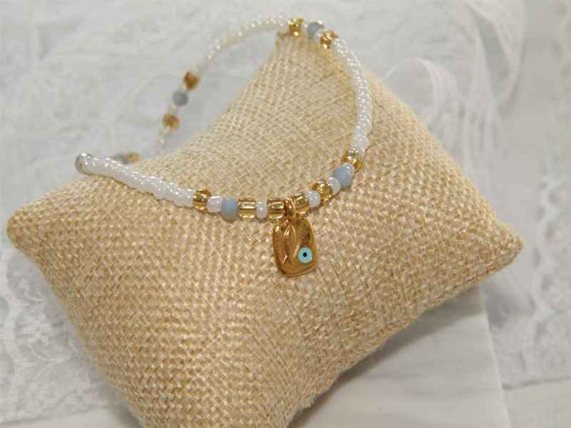 Σετ Κολιέ Και Βραχιόλι με Ημιπολύτιμους Λίθους και Επιχρυσωμένο Μάτι - Εικόνα 4