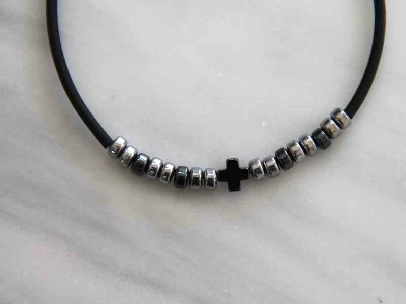 Ανδρικό Βραχιόλι με Πέτρες Αιματίτη Και Ανοξείδωτο Ατσάλι - Εικόνα 4