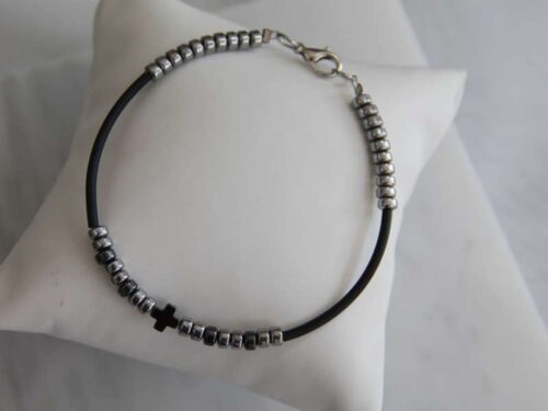 Ανδρικό Βραχιόλι με Πέτρες Αιματίτη  Και Ανοξείδωτο Ατσάλι