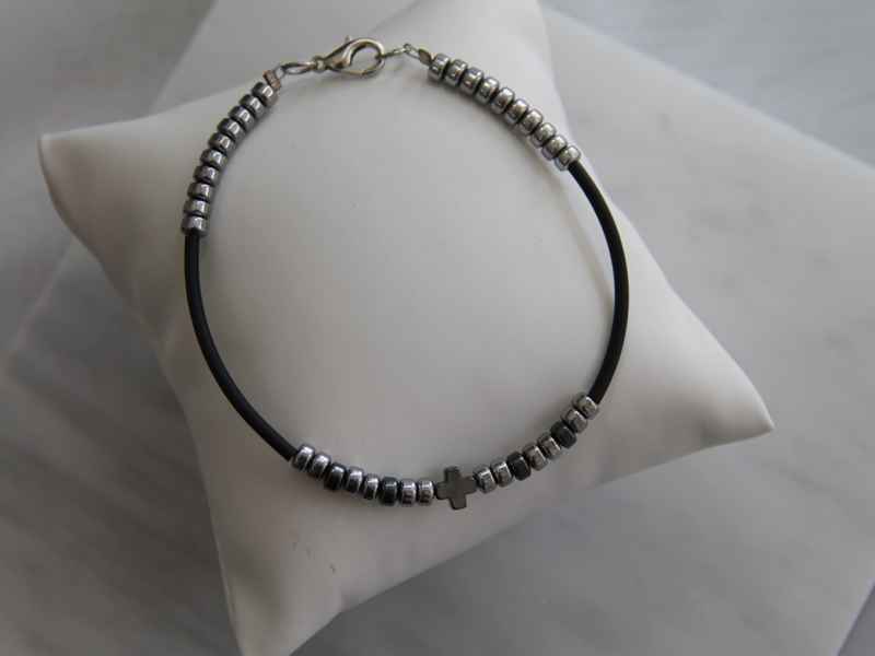 Ανδρικό Βραχιόλι με Πέτρες Αιματίτη Και Ανοξείδωτο Ατσάλι - Εικόνα 2