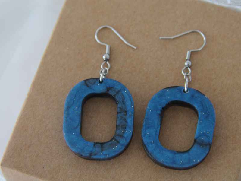 Σκουλαρίκια "Midnight Sky" από Υγρό Γυαλί - Image 2