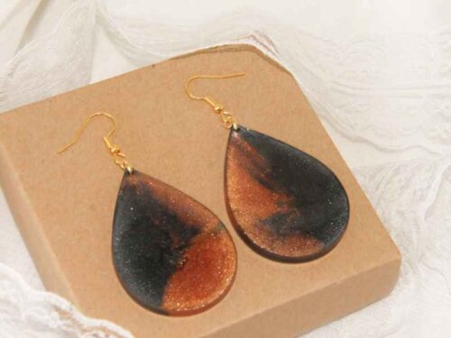 Σκουλαρίκια Ρητίνης με Ατσάλινο Κούμπωμα Fire Light