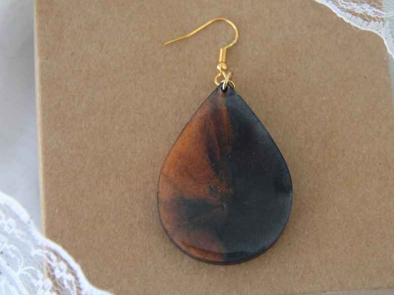 Σκουλαρίκια Ρητίνης με Ατσάλινο Κούμπωμα Fire Light - Εικόνα 3