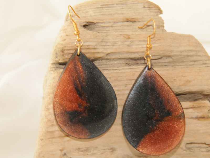 Σκουλαρίκια Ρητίνης με Ατσάλινο Κούμπωμα Fire Light - Εικόνα 4