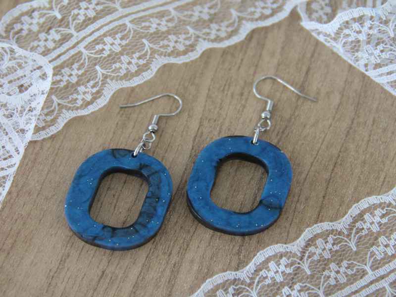 Σκουλαρίκια "Midnight Sky" από Υγρό Γυαλί - Image 4