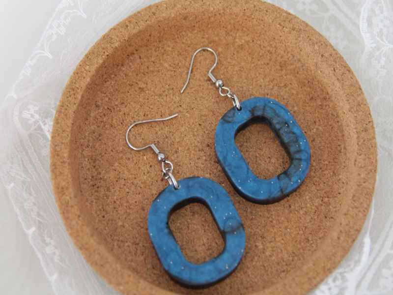 Σκουλαρίκια "Midnight Sky" από Υγρό Γυαλί - Image 3