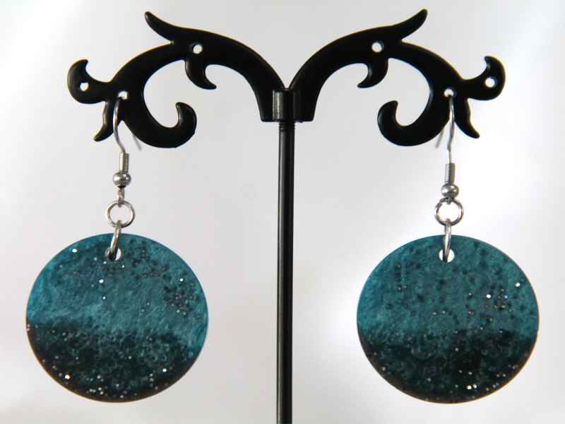 Green Moon — Χειροποίητο Σκουλαρίκι από Υγρό Γυαλί - Image 2