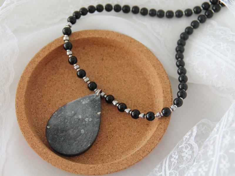 Grey Cloud – Κολιέ με Υγρό Γυαλί & Ημιπολύτιμες Πέτρες - Εικόνα 4