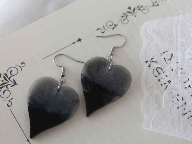 "Marble Heart" – Σκουλαρίκια Καρδιά από Υγρό Γυαλί