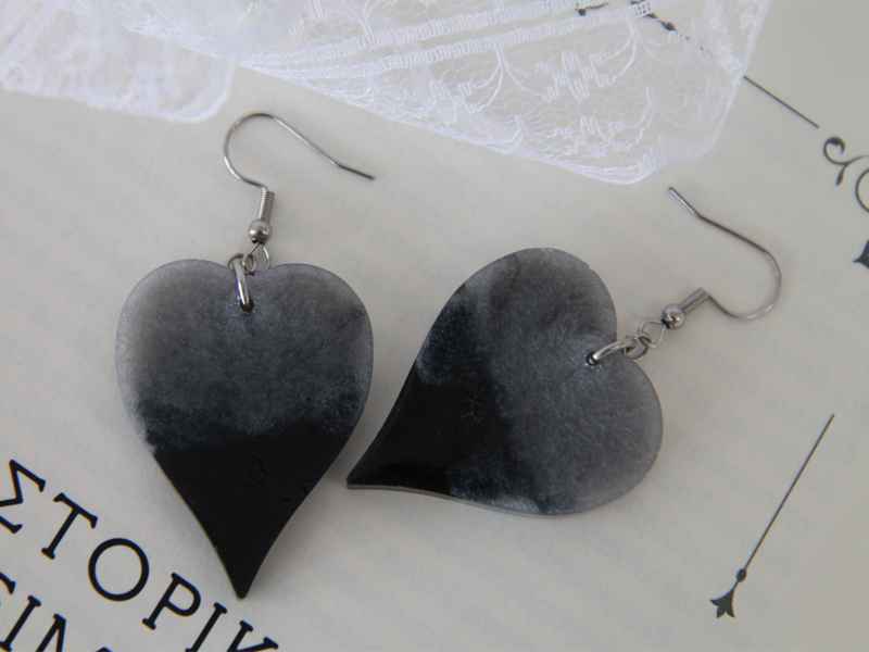 "Marble Heart" – Σκουλαρίκια Καρδιά από Υγρό Γυαλί - Εικόνα 3