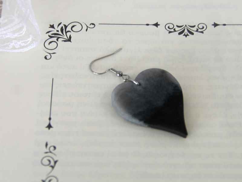 "Marble Heart" – Σκουλαρίκια Καρδιά από Υγρό Γυαλί - Εικόνα 2