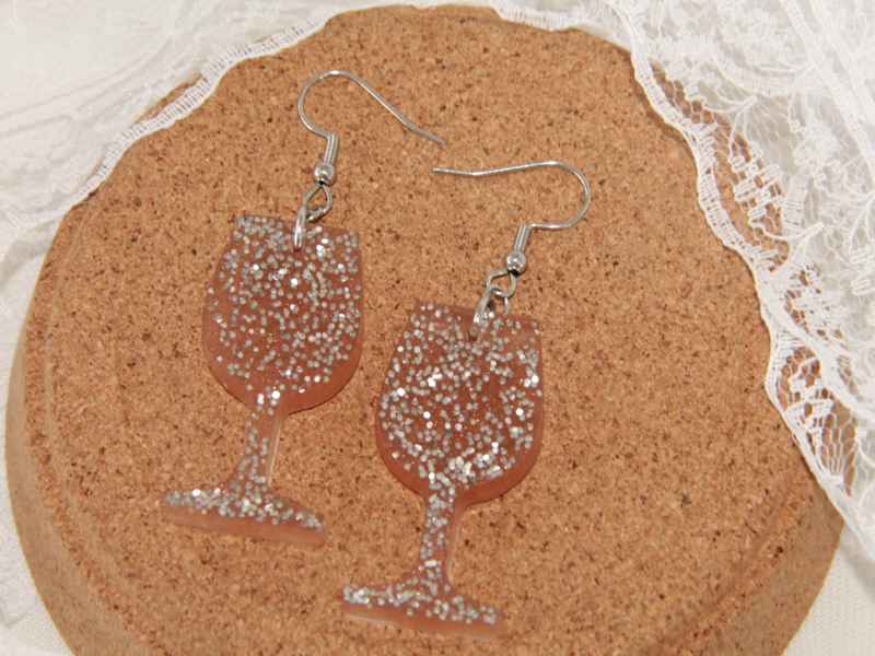 Rose Wine – Χειροποίητα Σκουλαρίκια από Υγρό Γυαλί - Εικόνα 3