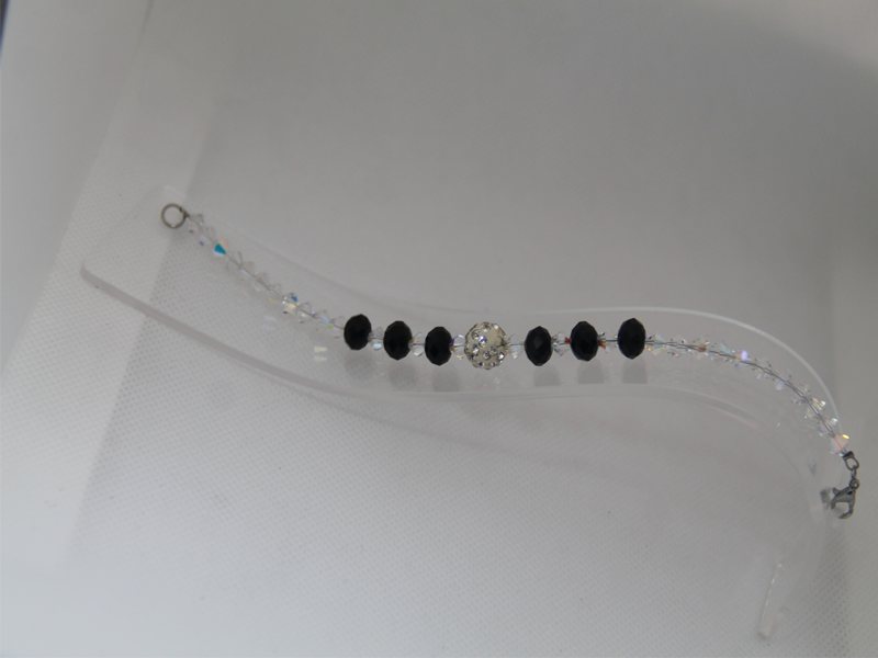 ✨ Βραχιόλι με Κρύσταλλα Swarovski & Πέτρες Οψιδιανού ✨ - Εικόνα 2